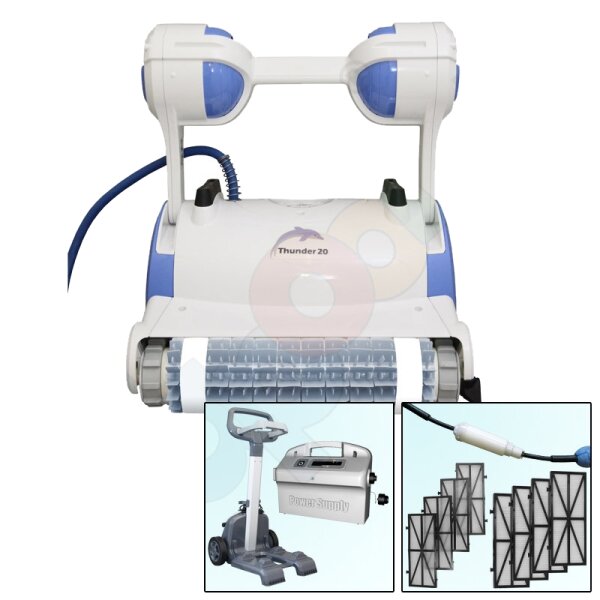 Dolphin Thunder 20 Pool Robot Cartridge Filter, Combi Brush, for floor+wall