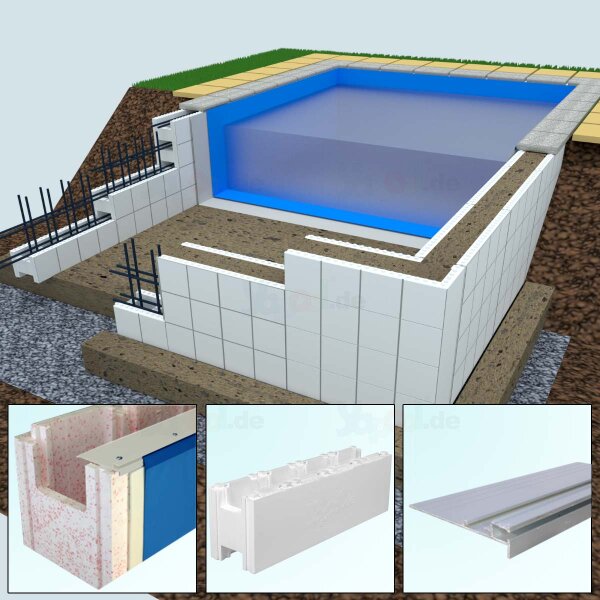 Yapool Stone PS40  Styrofoam Square pool 8,0 x 4,0 x 1,5 m