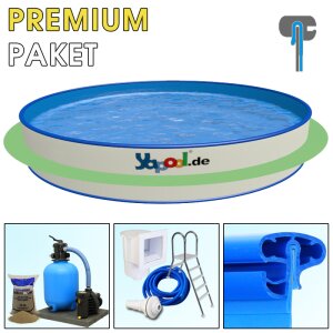 Premium Pool Paket B Rundbecken Rundpool PROFI FUN 3,0 x 1,2 m Folie 0,8 mm blau