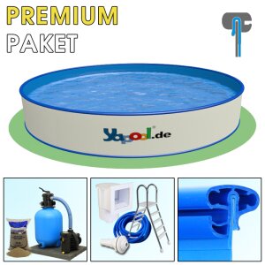 Premium Pool Paket C Rundbecken Rundpool PROFI FUN 3,0 x 1,2 m Folie 0,8 mm blau
