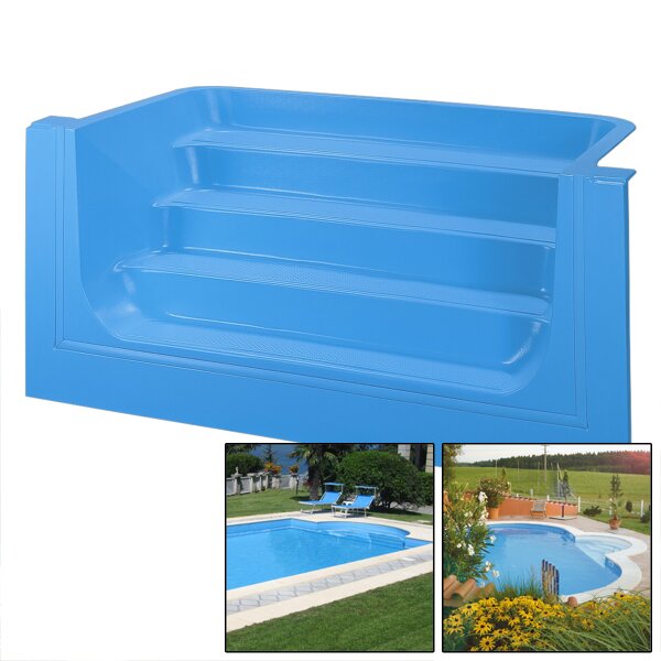 Dom Composit Pool Stairs Square Staircases 4 steps, 2,0 m french blue
