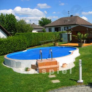 Premium Pool Package B 8-shaped Pool PROFI FAMILY 5,4 x 3,5 x 1,5 m Liner 0,8 mm blue