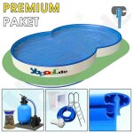 Premium Pool Paket B Achtformbecken PROFI FAMILY 7,25 x 4,6 x 1,2 m Folie 0,8 mm blau