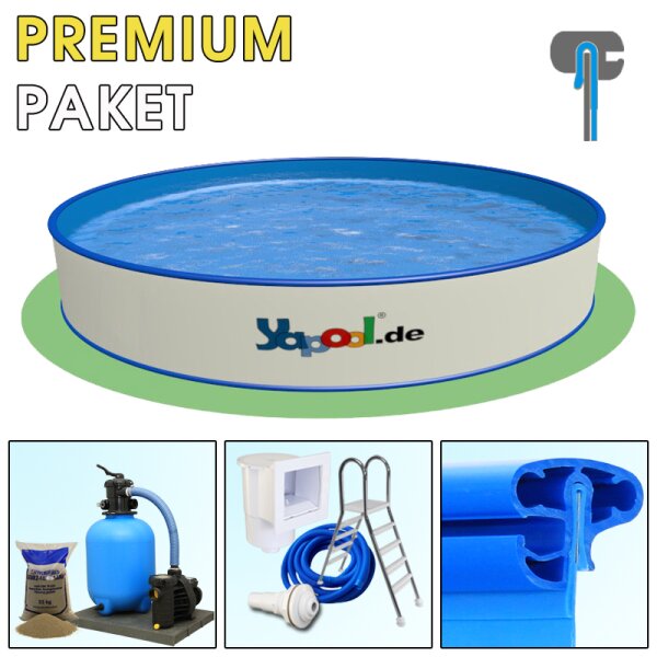 Premium Pool Paket C Rundbecken Rundpool PROFI FUN 4,5 x 1,2 m Folie 0,8 mm blau