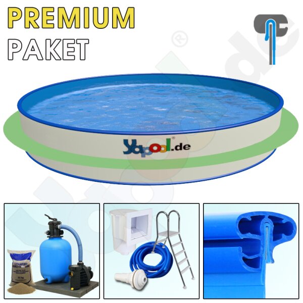 Premium Pool Paket B Rundbecken Rundpool PROFI FUN 5,5 x 1,5 m Folie 0,8 mm blau