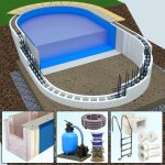 Premium Package Yapool Stone PS40 / PS25 Styrofoam Oval Pool 4,0 x 8,0 x 1,5 m