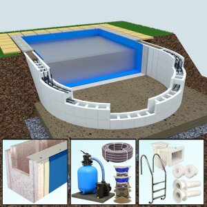 Premium Package Yapool Stone PS40 / PS25 Semi-oval Pool...