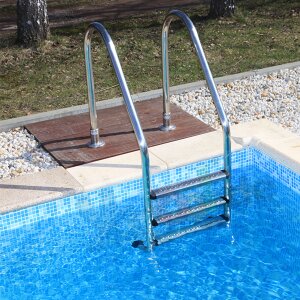 Pool Leiter Einbauleiter Premium Comfort 300 Edelstahl V4A 3 stufig