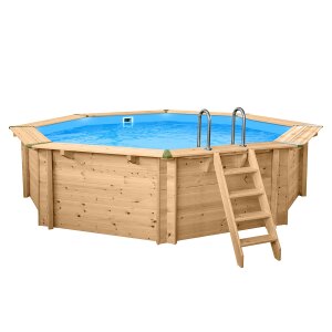 Wooden pool Bali octagonal Ø 3,55 x 1,16 m with...