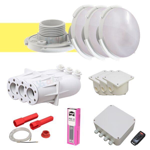 Set 3x Spectravision Adagio Pro PLP50 LED Spotlight warm white Styrofoam/Concrete