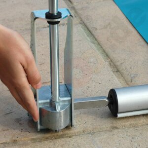 Walter Walu Pool Evolution Bar supported safety cover 3,4 x 4,4 m square grey