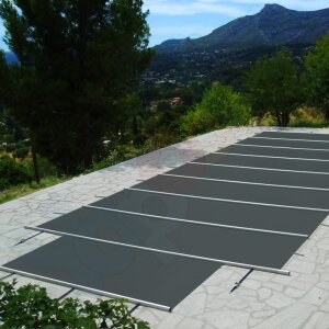 Walter Walu Pool Evolution Bar supported safety cover 3,4 x 4,4 m square anthracite grey