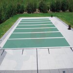 Walter Walu Pool Evolution Bar supported safety cover 3,4 x 4,9 m square swiss green