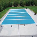 Walter Walu Pool Evolution Bar supported safety cover 4,9 x 6,9 m square azure