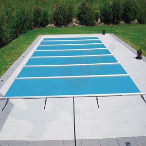 Walter Walu Pool Evolution Bar supported safety cover 4,9 x 8,9 m square azure