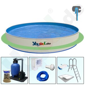 Premium Pool Paket B Round Pool FUN 3,5 x 1,2 m Liner 0,8 mm blue Alu