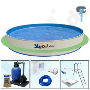 Premium Pool Paket B Round Pool FUN 3,5 x 1,5 m Liner 0,8 mm blue Alu